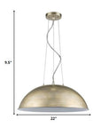 Layla 1-Light Washed Gold Bowl Pendant With Gloss White Interior Shade