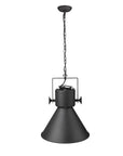 Black Metal One Light Cone Hanging Pendant Light