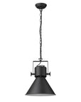 Black Metal One Light Cone Hanging Pendant Light