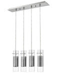 Scope 4-Light Brushed Nickel Pendant Double Glass and Mesh Shades