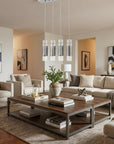 Scope 4-Light Brushed Nickel Pendant Double Glass and Mesh Shades