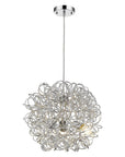 Mingle 3-Light Polished Chrome Pendant With Faceted Chrome Aluminum Wire Shade