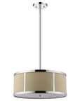 Butler 3-Light Polished Chrome Pendant With Coarse Cream Linen Shade And Opal Acrylic Diffuser