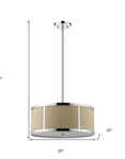 Butler 3-Light Polished Chrome Pendant With Coarse Cream Linen Shade And Opal Acrylic Diffuser