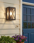 Burnished Bronze Criss Cross Water Glass Outdoor Light