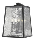 Black And Clear Four Light Seeded Dimmable Outdoor Hanging Lights With Black And Clear Shades