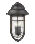 Black And Clear Three Light Seeded Dimmable Outdoor Hanging Lights With Black And Clear Shades