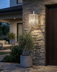 White And Clear Three Light Seeded Dimmable Outdoor Hanging Lights With White And Clear Shades