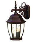 Three Light Dark Brown Wide Hanging Lantern Wall Light