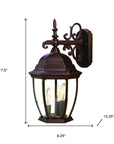 Three Light Dark Brown Wide Hanging Lantern Wall Light