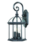 Three Light Matte Black Eastern Lantern Wall Light