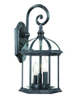 Three Light Matte Black Eastern Lantern Wall Light