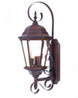 Three Light Dark Brown Swing Arm Lantern Wall Light