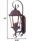 Three Light Dark Brown Swing Arm Lantern Wall Light