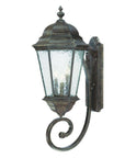 Black And Clear Three Light Hammered Dimmable Outdoor Hanging Lights With Black And Clear Shades