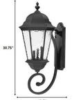 Black And Clear Three Light Hammered Dimmable Outdoor Hanging Lights With Black And Clear Shades