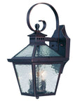 XL Two Antique Bronze Black Hammered Glass Wall Light