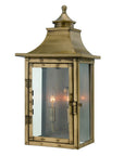 Brass And Clear Two Light Transparent Dimmable Outdoor Hanging Lights With Brass And Clear Shades