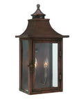 Two Light Transparent Dimmable Outdoor Hanging Lights With Copper And Clear Shades