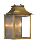 Brass And Clear Two Light Transparent Dimmable Outdoor Hanging Lights With Brass And Clear Shades