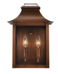 Copper And Clear Two Light Transparent Dimmable Outdoor Hanging Lights With Copper And Clear Shades