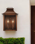Copper And Clear Two Light Transparent Dimmable Outdoor Hanging Lights With Copper And Clear Shades