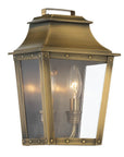 Brass And Clear Two Light Transparent Dimmable Outdoor Hanging Lights With Brass And Clear Shades