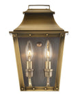 Brass And Clear Two Light Transparent Dimmable Outdoor Hanging Lights With Brass And Clear Shades