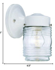 White Standard Jelly Jar One Light Outdoor Wall Light