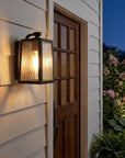 Matte Black glass panels Outdoor Wall Light
