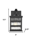 Glass panel Matte Black Outdoor Cage Light