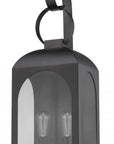 Black And Clear Two Light Transparent Dimmable Outdoor Hanging Lights With Black And Clear Shades