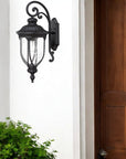 Black And Clear Seeded Dimmable Outdoor Hanging Light With Black And Clear Shades