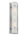 Two Light Brushed Silver and White Glass Wall Sconce