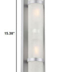 Two Light Brushed Silver and White Glass Wall Sconce