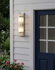 Two Light Brushed Silver and White Glass Wall Sconce