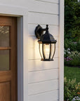 Matte Black Wide Hanging Lantern Wall Light