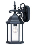 Narrow Matte Black Domed Hanging Glass Lantern Wall Light
