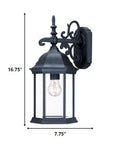 Narrow Matte Black Domed Hanging Glass Lantern Wall Light