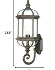 Antique Brown Cylindrical Lantern Wall Light