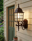 Dark Brown Window Pane Lantern Wall Sconce