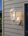 White Glass Lantern Wall Light