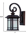 Antique Bronze Frosted Linen Glass Lantern Wall Light