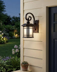 Antique Bronze Frosted Linen Glass Lantern Wall Light