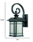 XL Matte Black Frosted Linen Glass Lantern Wall Light