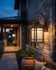 Antiqued Bronze And Clear Frosted Dimmable Outdoor Hanging Light With Antiqued Bronze And Clear Shades
