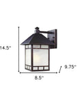 Antique Bronze Frosted Glass Lantern Wall Light