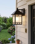 Antique Bronze Frosted Glass Lantern Wall Light