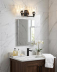 9" Black And Clear Metal and Glass Vanity Flush Mounted Sconce
