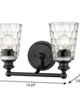 9" Black And Clear Metal and Glass Vanity Flush Mounted Sconce